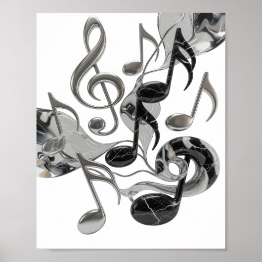 Poster Conception icônique argentée MUSIC EN MOUVEMENT (Devant)