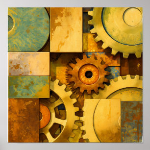 Poster Conception industrielle Steampunk de métal vieilli