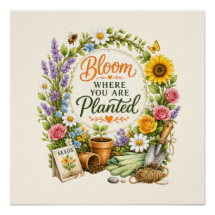 Poster Conception Inspirante de Jardin Floral Aquarelle