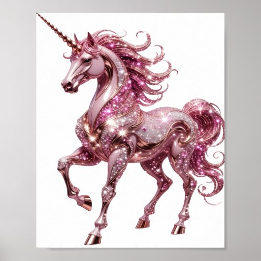 Poster Conception licorne argentée accrocheuse (Devant)