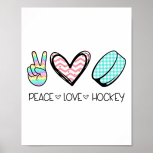 Poster Conception mignonne de hockey d'amour de paix pour