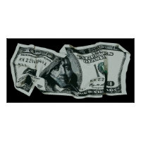 Conception moderne d'un billet de 100 $ froissé