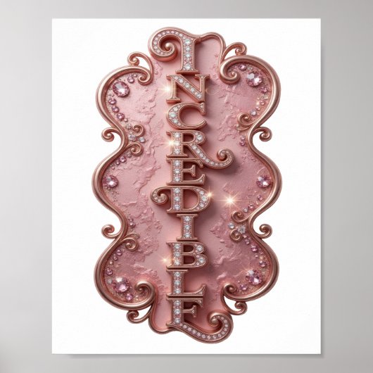 Poster Conception moderne INCROYABLE rose vif (Devant)