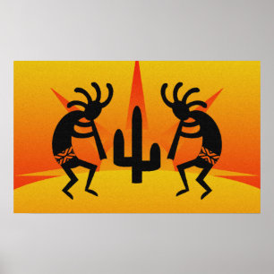 Poster Conception noire et jaune de Kokopelli de