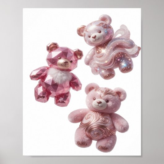 Poster Conception OURS EN PELUCHE TROIS ROSES Argentée Sn (Devant)