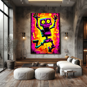 Poster Conception personnalisée de squelette néon rétro p
