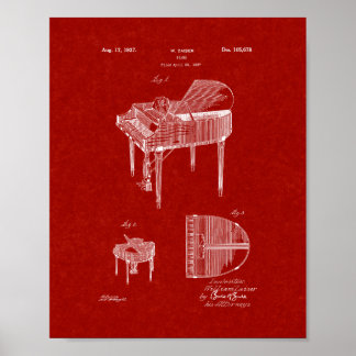 Poster Conception Pour Un Piano Brevet - Rouge Bourgogne