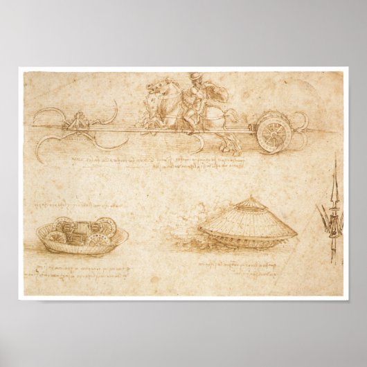 Poster Conception pour une voiture blindée, Leonardo da V (Devant)