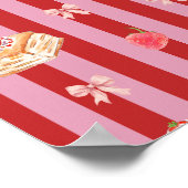 Poster Conception rayée rose et rouge avec motif de gâtea (Coin)
