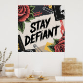 Poster Conception Rebelle : « Reste Défiante » Slogan Pun (Cuisine)