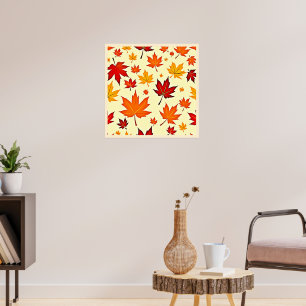 Poster Conception sans couture de feuillage d'automne