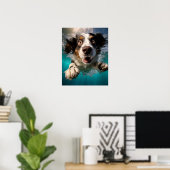 Poster Conception sous-marine de la nage de chien excitée (Bureau à domicile)