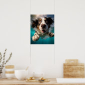Poster Conception sous-marine de la nage de chien excitée (Cuisine)