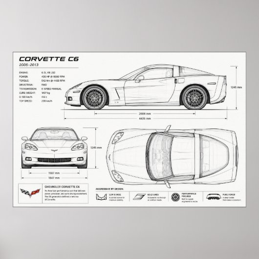 Poster conception technique de Corvette (Devant)