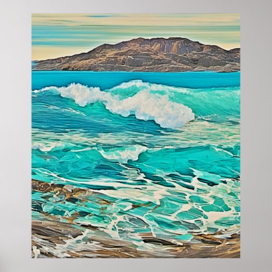 Poster Conception texturée de la vue sur l'océan (Devant)