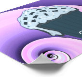 Poster Conception tourbillonnant de cupcake violet et ble (Coin)
