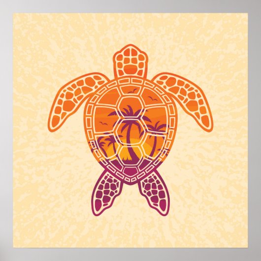 Poster Conception Tropicale de la tortue de mer coucher d (Devant)