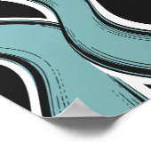 Poster Conception Turquoise et noire Abstraite Wavy (Coin)