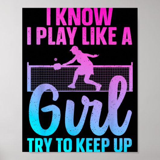 Poster Conception unique de pickleball pour femmes filles (Devant)