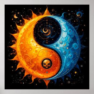 Poster Conception Yin Yang représentant le soleil et la l