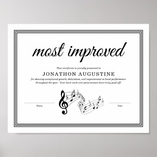 Poster Concert Band, Marching Band, Choir Certificate (Devant)