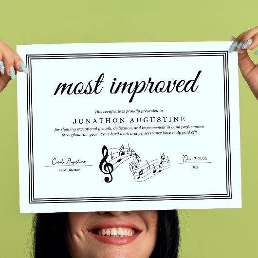 Poster Concert Band, Marching Band, Choir Certificate