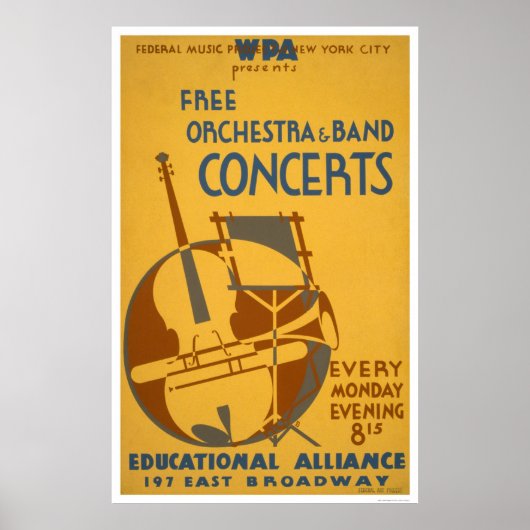 Poster Concerts d'orchestre gratuits 1938 WPA (Devant)
