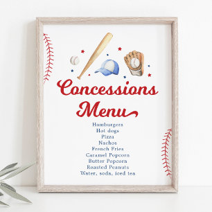 Poster Concessions De Baseball Stand Anniversaire Menu