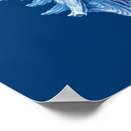 Poster Conch Shell Sea Life Imprimer, Indigo bleu et blan (Coin)