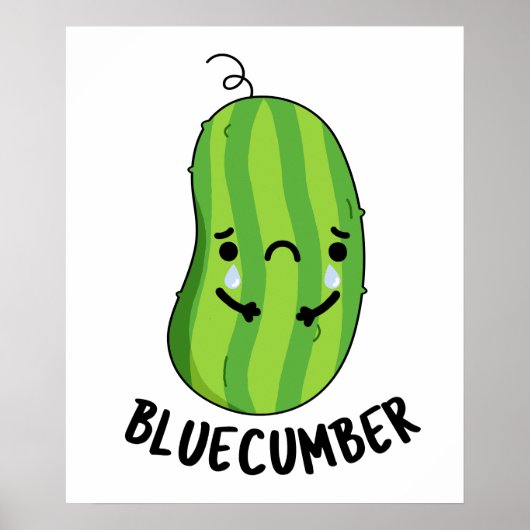 Poster Concombre bleu Funny Sad Veggie Cucumber Pun (Devant)