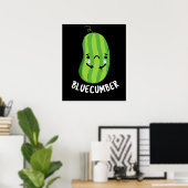 Poster Concombre bleu Funny Sad Veggie Cucumber Pun Dark  (Bureau à domicile)
