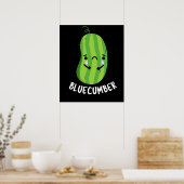 Poster Concombre bleu Funny Sad Veggie Cucumber Pun Dark  (Cuisine)