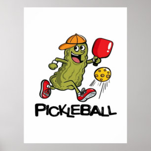 Poster Concombre Drôle Jouant Pickleball