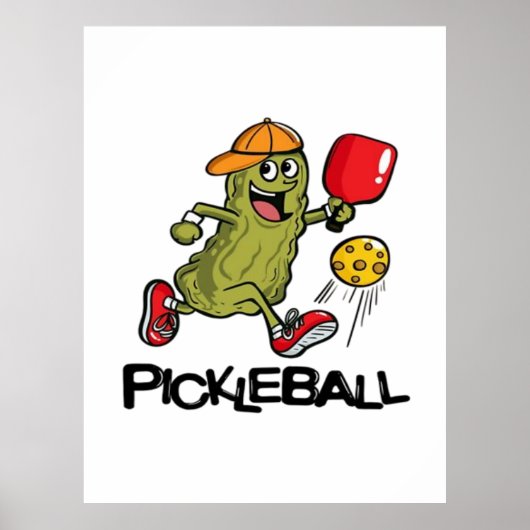 Poster Concombre Drôle Jouant Pickleball (Devant)