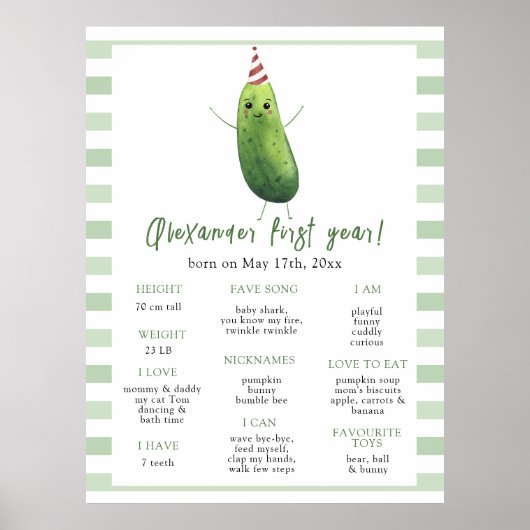 Poster Concombre Premier anniversaire Jalon Anniversaire (Devant)