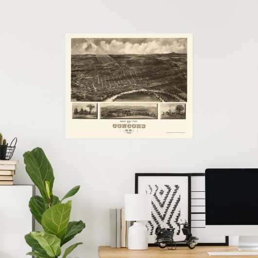 Poster Concord, NH Panoramic Map - 1899 (Bureau à domicile)