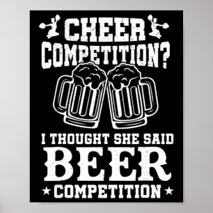 Poster Concours de Cheer Bière Drôle Cheerleader Maman Pa
