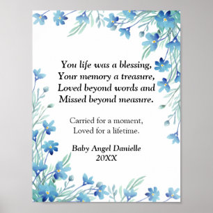 Poster Condolence fausse couche Oubliez-moi pas bébé ange