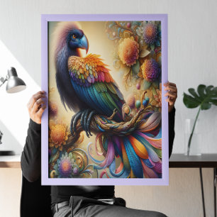 Poster Condor à plumes vibreux perché sur la branche de l