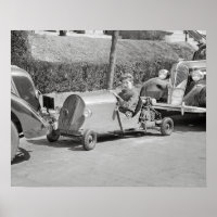 Conducteur de kart, 1937. Photo ancienne