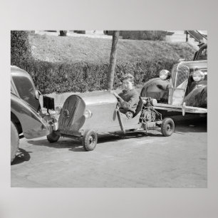 Poster Conducteur de kart, 1937. Photo ancienne