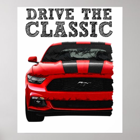 Poster conduire la mustang ford classique (Devant)