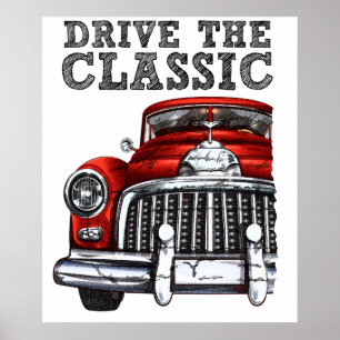 Poster conduire la voiture classique-convertte 2