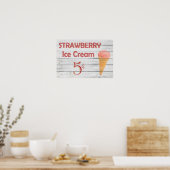 Poster Cône de crème glacée fraise (Cuisine)