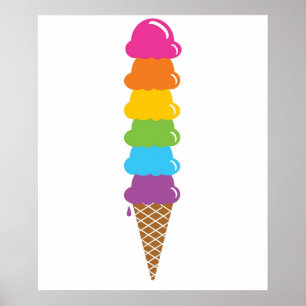 Poster Cône de glace arc-en-ciel extra-grand