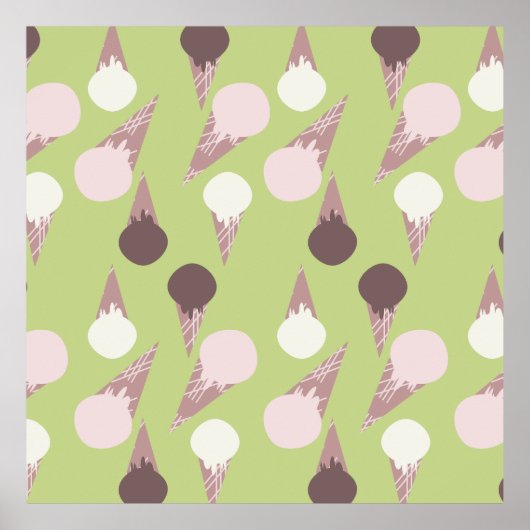 Poster Cône de Glace Vert Motif (Devant)