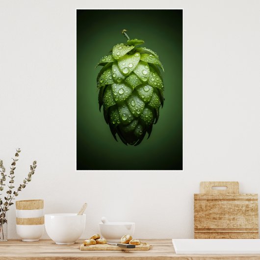 Poster Cône de houblon frais - Bière (Cuisine)
