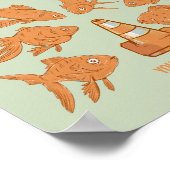 Poster Cônes de la route et poisson rouge orange (Coin)