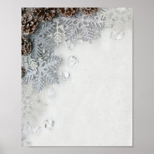 Poster Cônes de pin, flocons de neige (Devant)