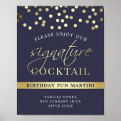 Poster Confetti bleu et or | Signature Signal Cocktail (Devant)